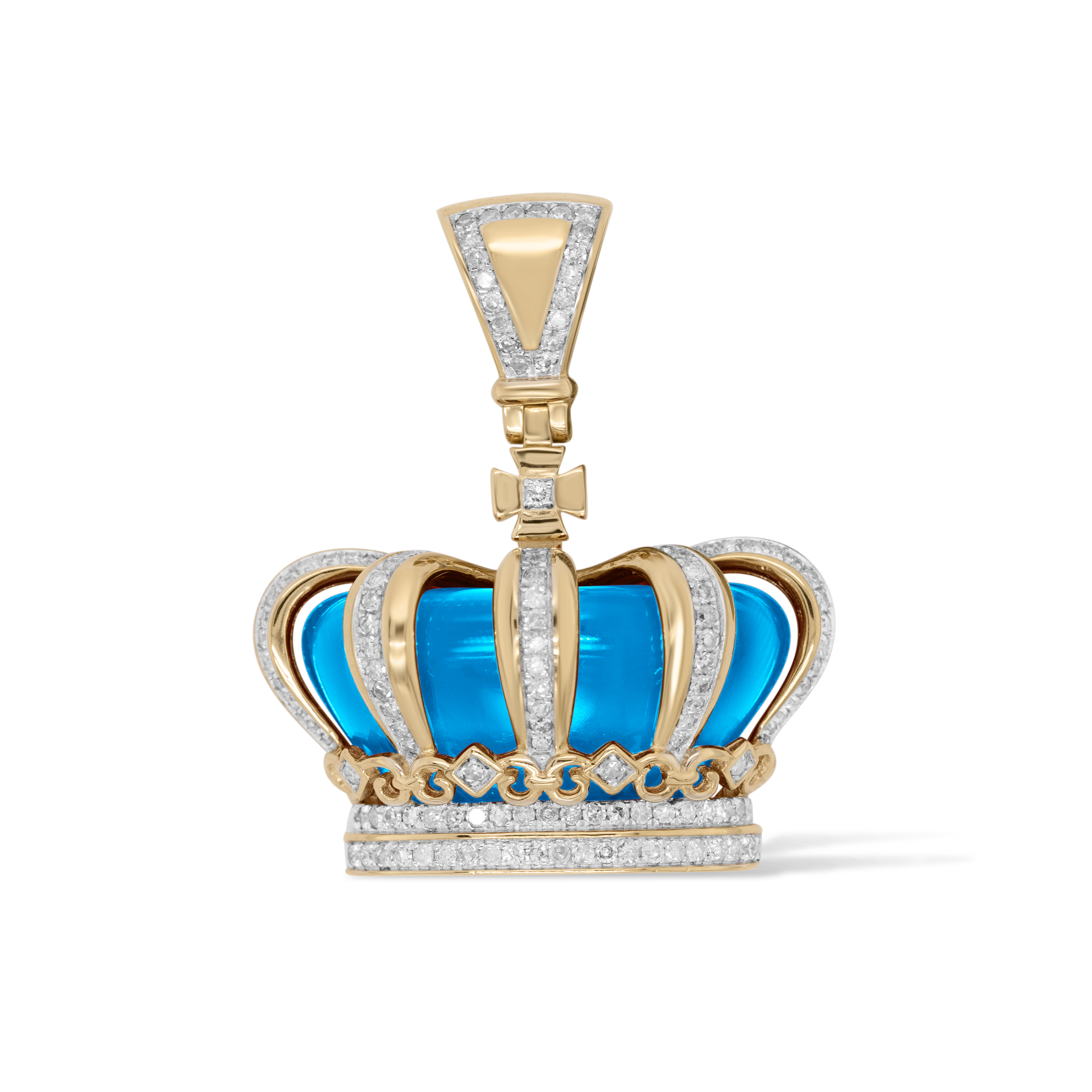 Diamond Crown with Blue Stone Pendant 0.65 ct. 10K Yellow Gold
